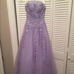 Lavender tulle and sequin prom dress